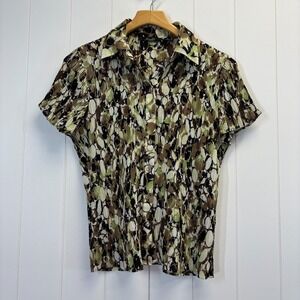 Vintage Essentials by Milano Women Office Siren Pleated Top Size M Career Office